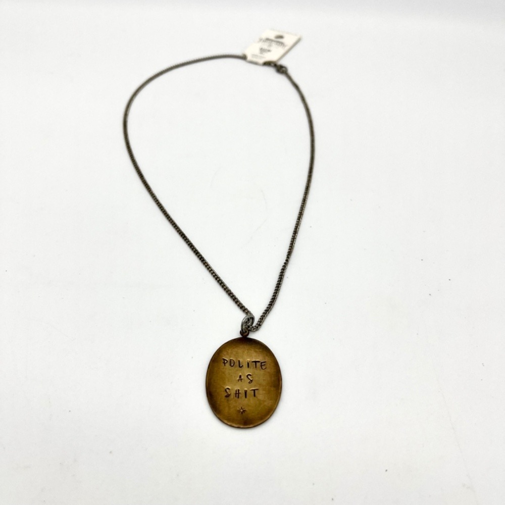 Jewelry Shoppe Pendant Necklace Antique Silver Plate Funny Oval Charm‎ 18"